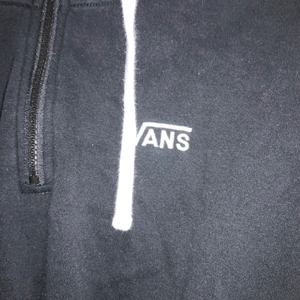 Vans Women's Black Cropped Pullover Hoodie Sz S drawstring hem long sleeve logo - Picture 3 of 6